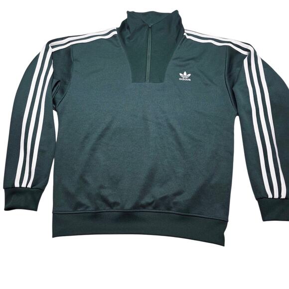 Adidas Adicolor Funnel Neck 'Green' Track Jacket 1/2 Zip 3 Stripe Men's Small - Picture 1 of 7